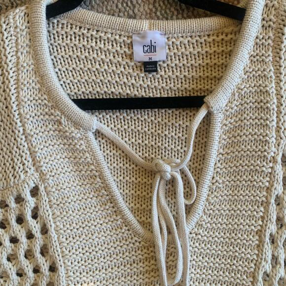 CABI cream knit sweater with ties MEDIUM - Picture 2 of 3